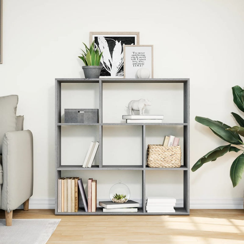 vidaXL szürke sonoma szerelt fa elválasztó könyvespolc 102x29x103,5cm