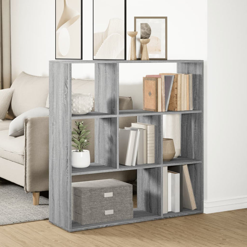 vidaXL szürke sonoma szerelt fa elválasztó könyvespolc 102x29x103,5cm