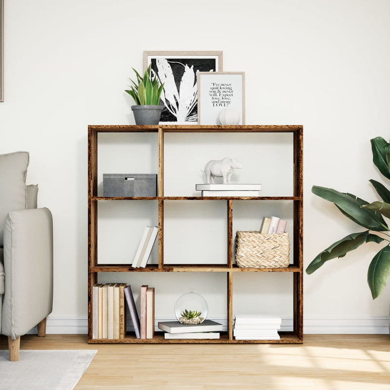 vidaXL antik fa színű fa térelválasztó könyvespolc 102x29x103,5 cm