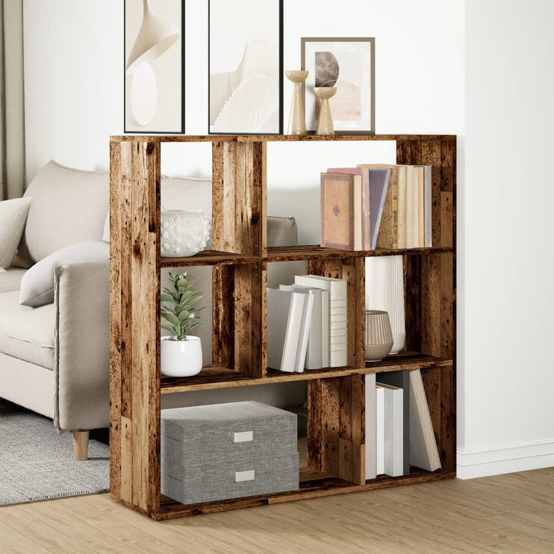 vidaXL antik fa színű fa térelválasztó könyvespolc 102x29x103,5 cm