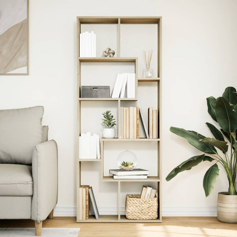 vidaXL sonoma tölgy szerelt fa elválasztó könyvespolc 67x25x161,5 cm