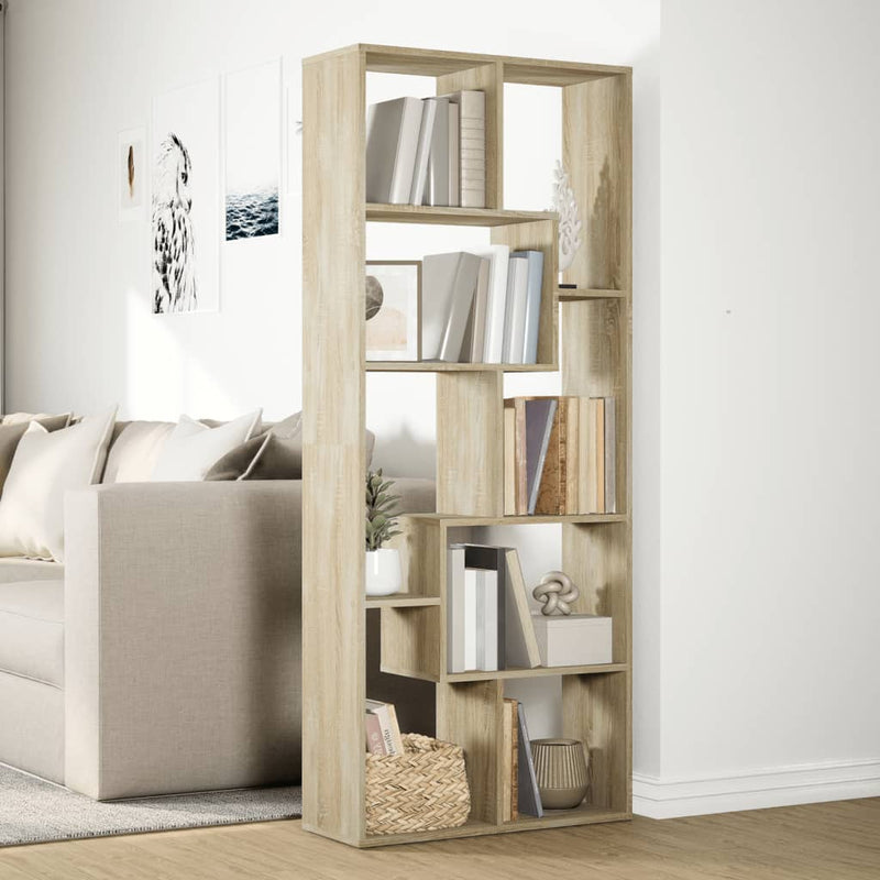 vidaXL sonoma tölgy szerelt fa elválasztó könyvespolc 67x25x161,5 cm