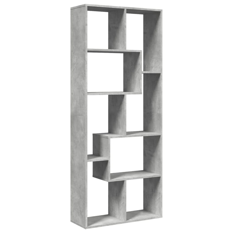 vidaXL betonszürke szerelt fa elválasztó könyvespolc 67x25x161,5 cm