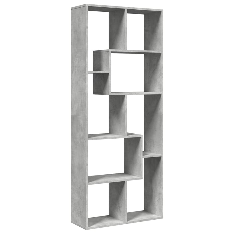 vidaXL betonszürke szerelt fa elválasztó könyvespolc 67x25x161,5 cm