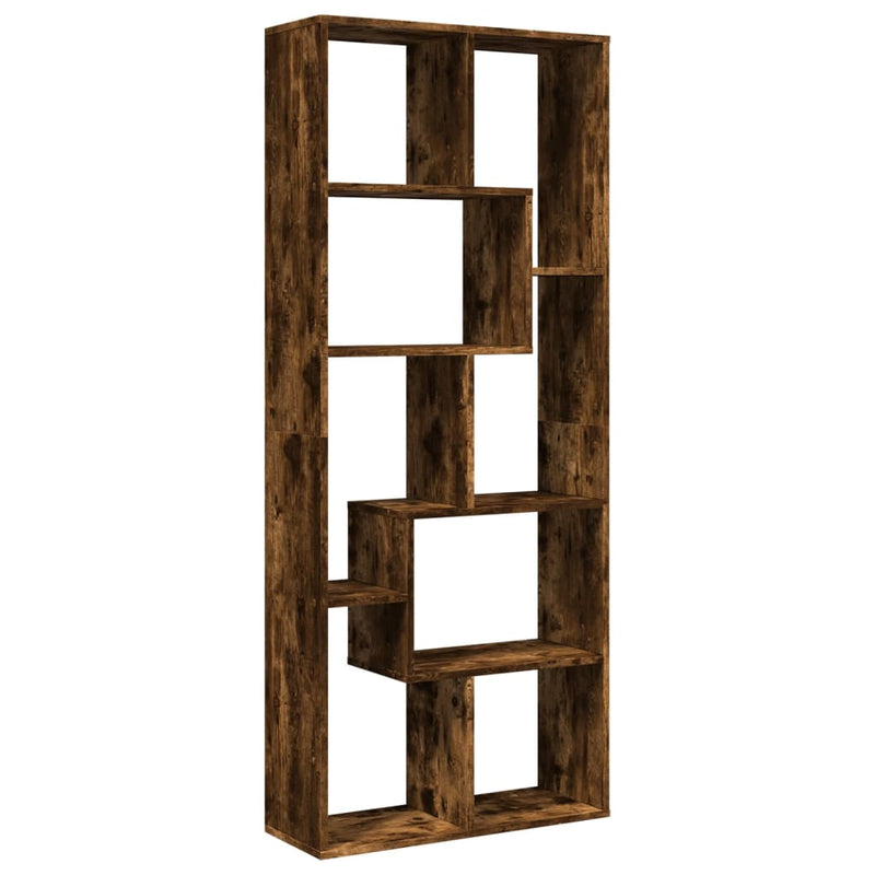 vidaXL füstös tölgy szerelt fa elválasztó könyvespolc 67x25x161,5 cm