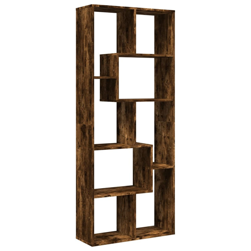 vidaXL füstös tölgy szerelt fa elválasztó könyvespolc 67x25x161,5 cm