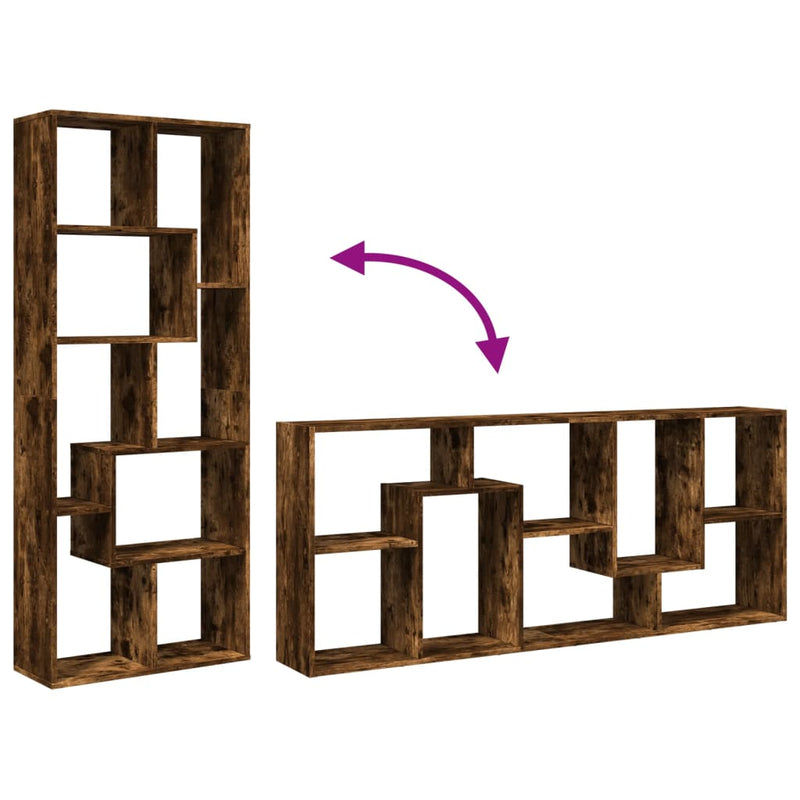 vidaXL füstös tölgy szerelt fa elválasztó könyvespolc 67x25x161,5 cm