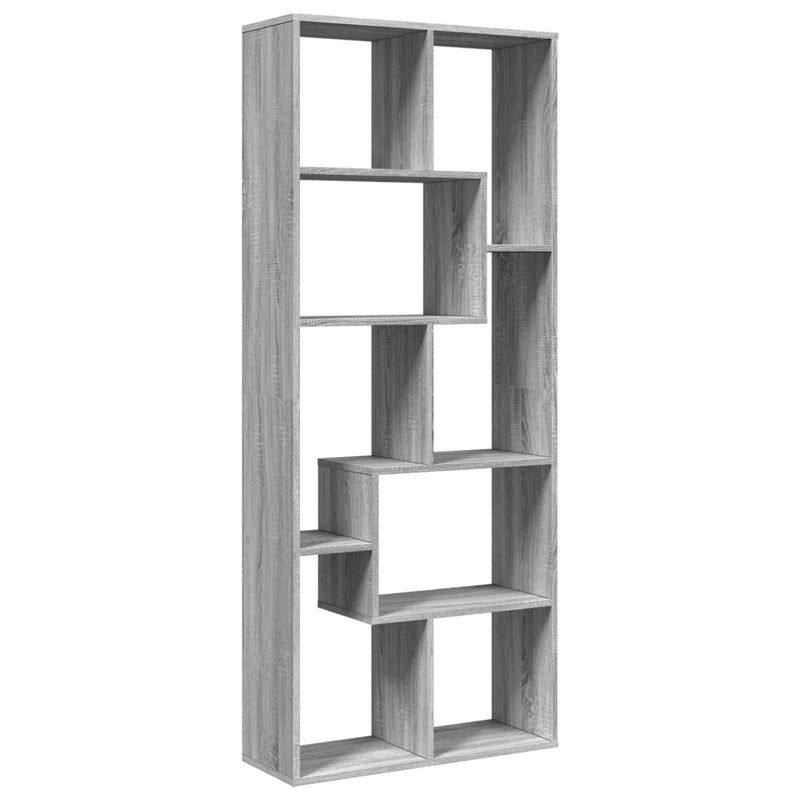 vidaXL szürke sonoma szerelt fa elválasztó könyvespolc 67x25x161,5 cm