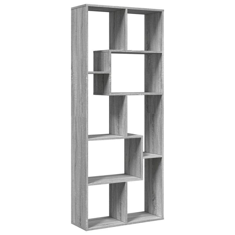 vidaXL szürke sonoma szerelt fa elválasztó könyvespolc 67x25x161,5 cm