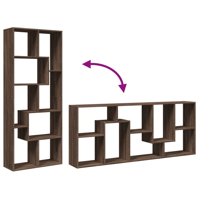 vidaXL barna tölgy szerelt fa elválasztó könyvespolc 67x25x161,5 cm