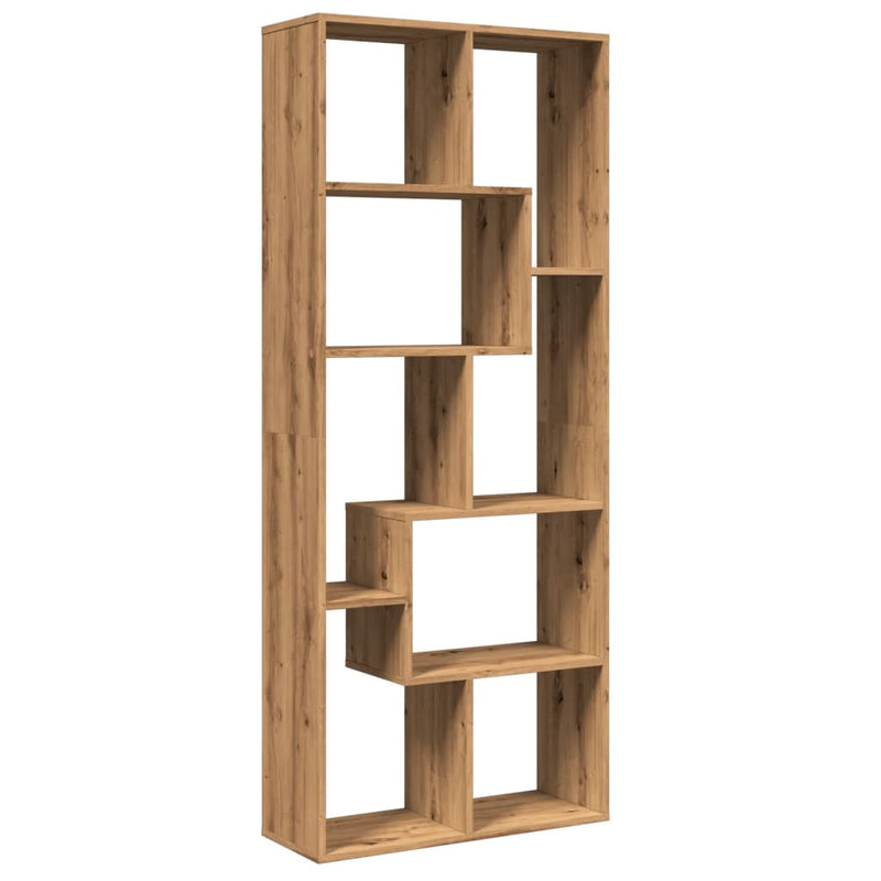 vidaXL kézműves tölgy szerelt fa elválasztó könyvespolc 67x25x161,5 cm