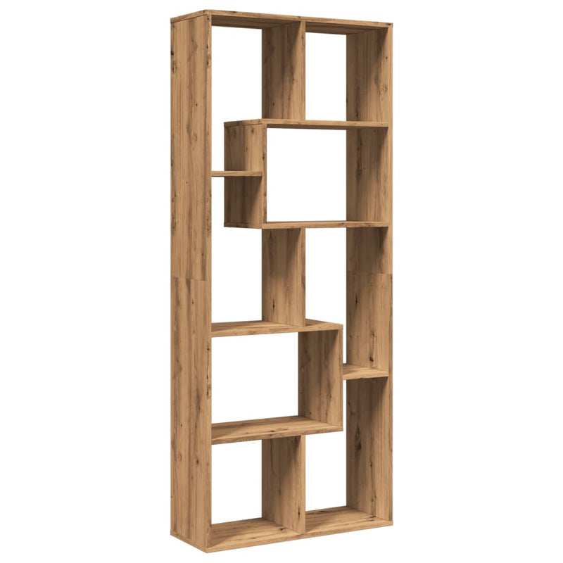 vidaXL kézműves tölgy szerelt fa elválasztó könyvespolc 67x25x161,5 cm
