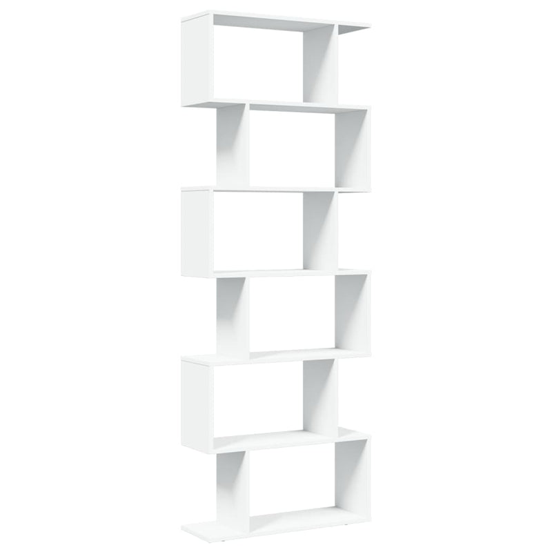 vidaXL 6 szintes fehér szerelt fa elválasztó könyvespolc 70x24x193 cm