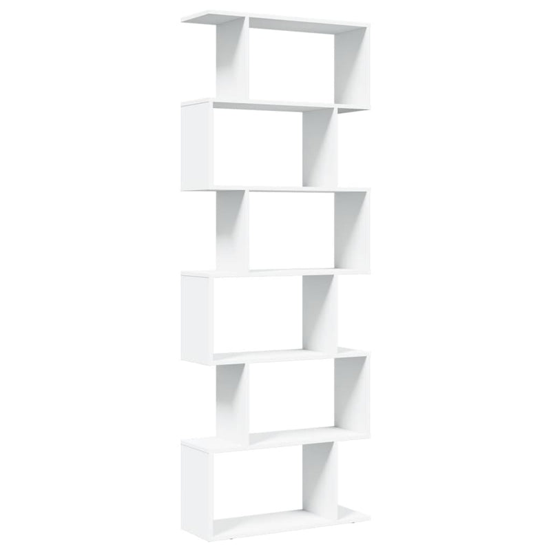 vidaXL 6 szintes fehér szerelt fa elválasztó könyvespolc 70x24x193 cm