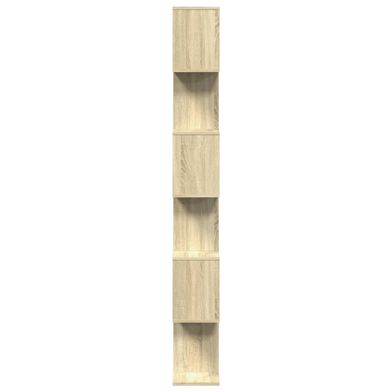 vidaXL 6 szintes sonoma tölgy fa elválasztó könyvespolc 70x24x193 cm