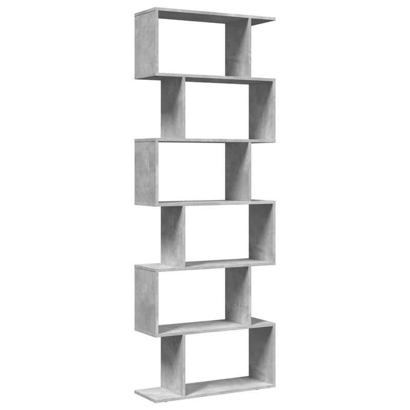 vidaXL 6 szintes betonszürke fa térelválasztó könyvespolc 70x24x193 cm