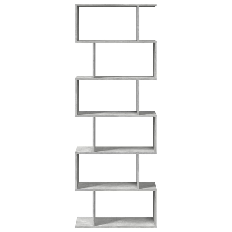 vidaXL 6 szintes betonszürke fa térelválasztó könyvespolc 70x24x193 cm