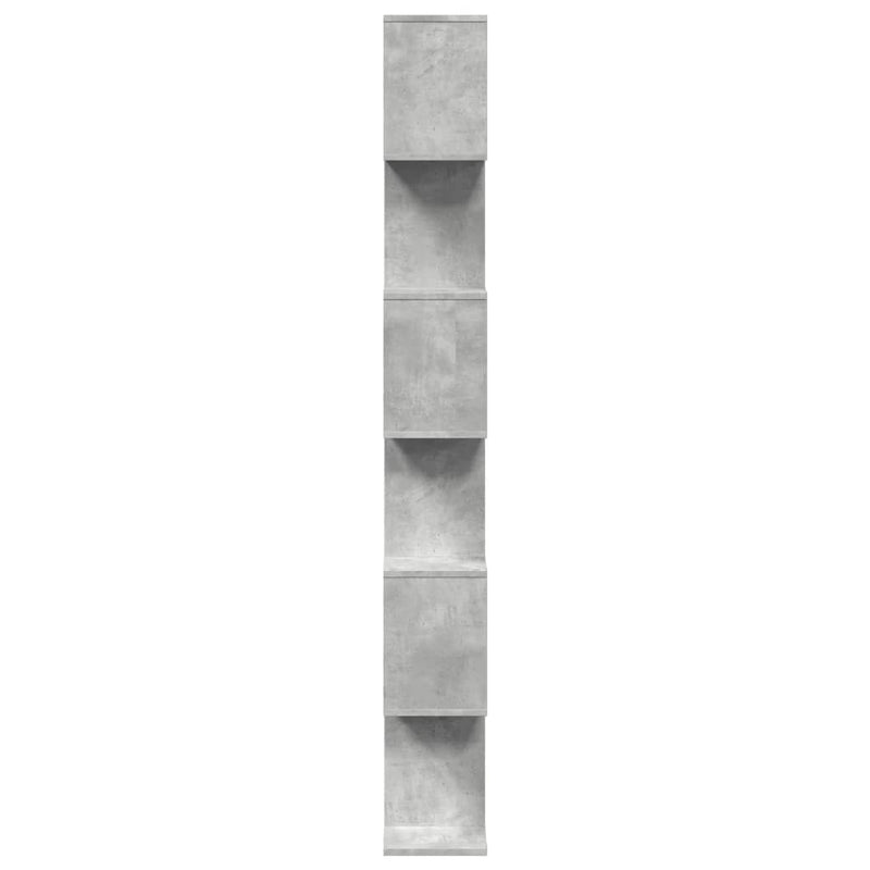 vidaXL 6 szintes betonszürke fa térelválasztó könyvespolc 70x24x193 cm