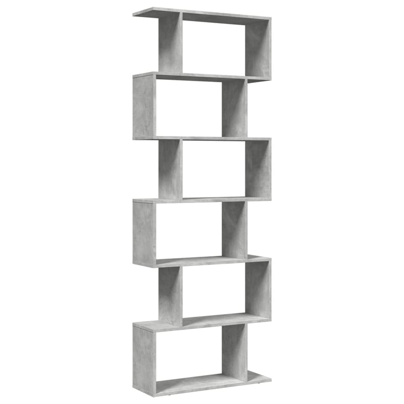 vidaXL 6 szintes betonszürke fa térelválasztó könyvespolc 70x24x193 cm