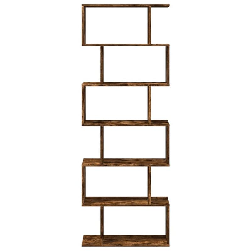 vidaXL 6 szintes füstös tölgy fa elválasztó könyvespolc 70x24x193 cm