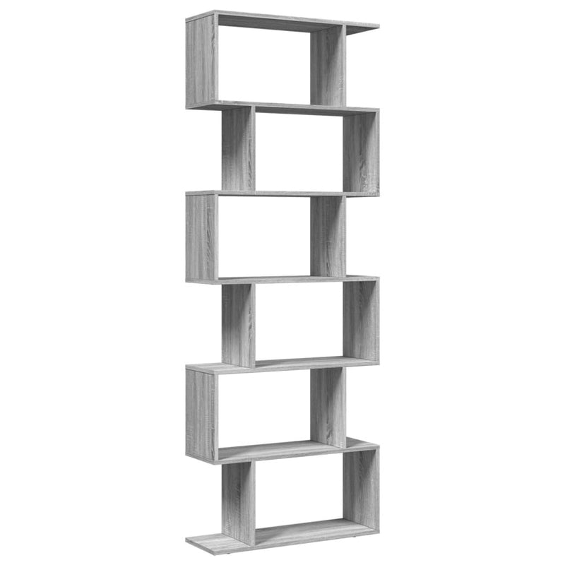 vidaXL 6 szintes szürke sonoma fa elválasztó könyvespolc 70x24x193 cm