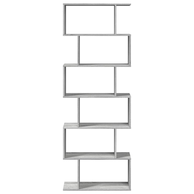 vidaXL 6 szintes szürke sonoma fa elválasztó könyvespolc 70x24x193 cm