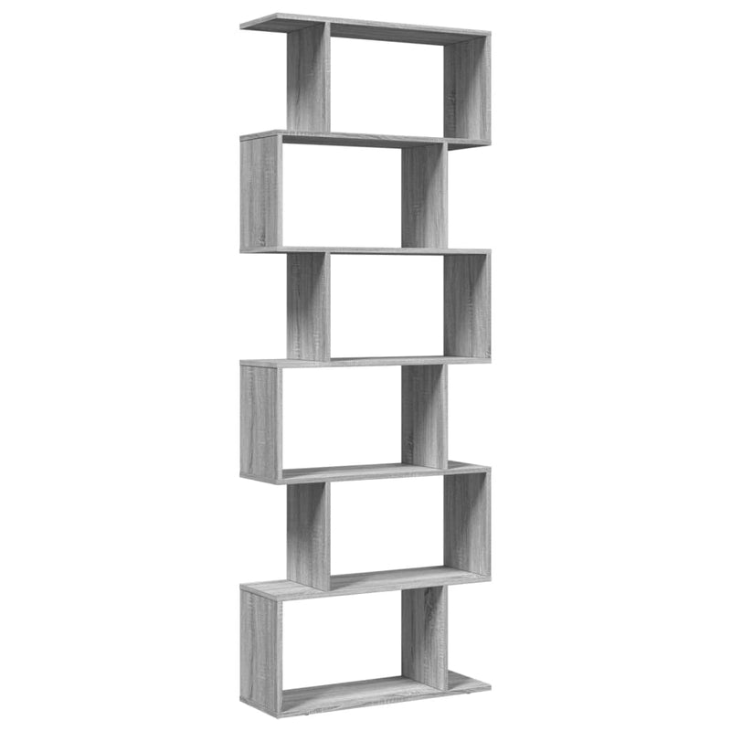 vidaXL 6 szintes szürke sonoma fa elválasztó könyvespolc 70x24x193 cm