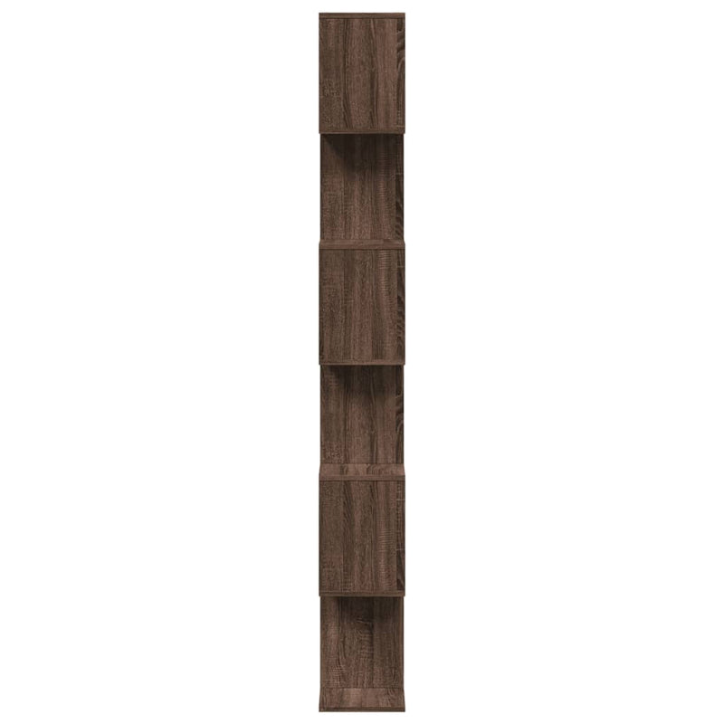 vidaXL 6 szintes barna tölgy fa elválasztó könyvespolc 70x24x193 cm