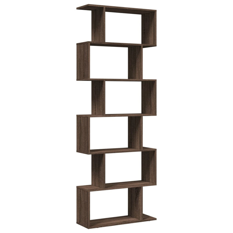 vidaXL 6 szintes barna tölgy fa elválasztó könyvespolc 70x24x193 cm