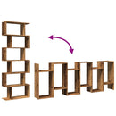 vidaXL 6 szintes antik fa színű fa elválasztó könyvespolc 70x24x193 cm