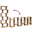 vidaXL 6 szintes kézműves tölgy fa elválasztó könyvespolc 70x24x193 cm