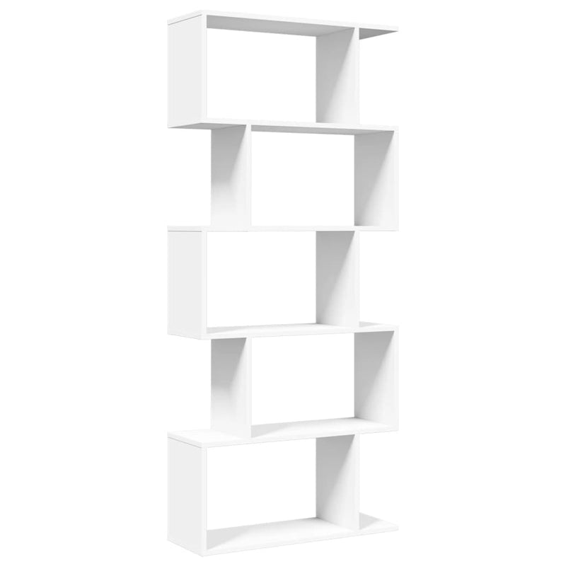 vidaXL 5 szintes fehér szerelt fa elválasztó könyvespolc 70x24x161 cm
