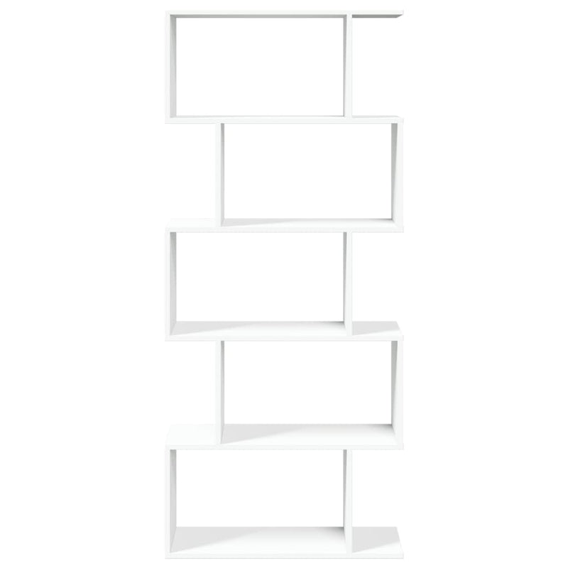 vidaXL 5 szintes fehér szerelt fa elválasztó könyvespolc 70x24x161 cm