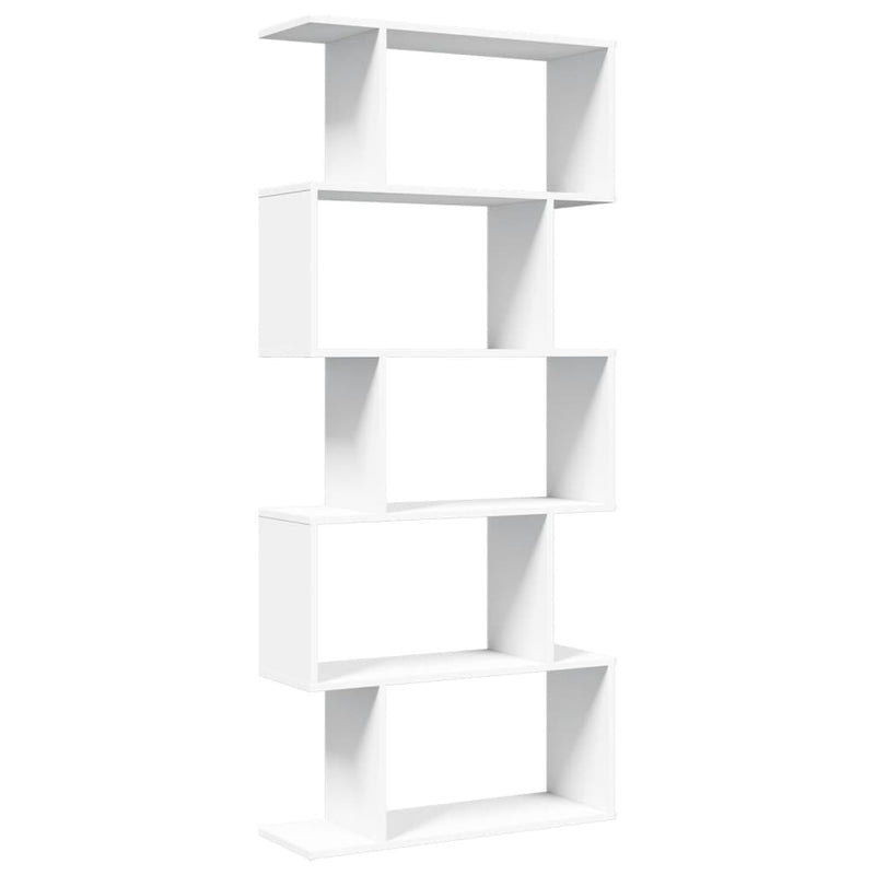 vidaXL 5 szintes fehér szerelt fa elválasztó könyvespolc 70x24x161 cm
