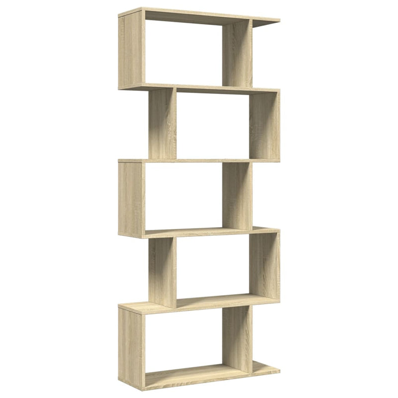 vidaXL 5 szintes sonoma tölgy fa elválasztó könyvespolc 70x24x161 cm