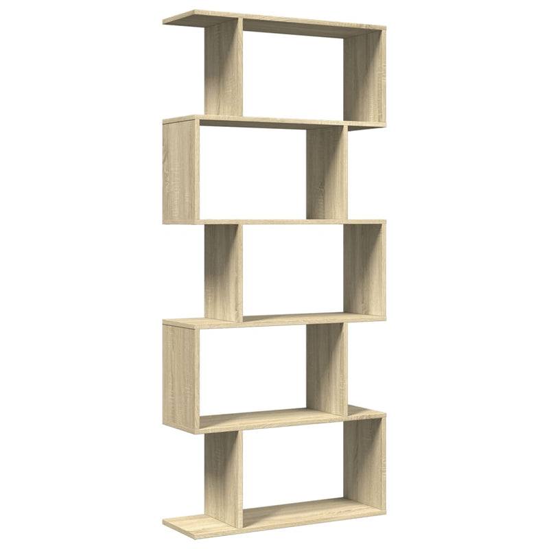 vidaXL 5 szintes sonoma tölgy fa elválasztó könyvespolc 70x24x161 cm