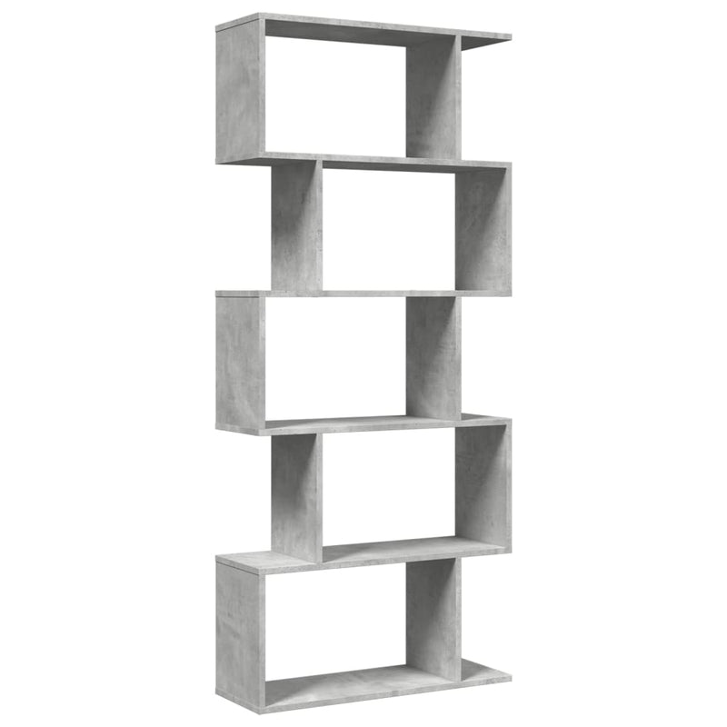 vidaXL 5 szintes betonszürke fa térelválasztó könyvespolc 70x24x161 cm