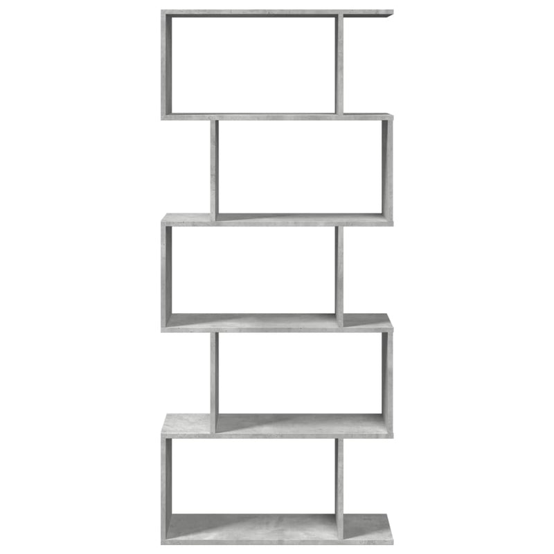 vidaXL 5 szintes betonszürke fa térelválasztó könyvespolc 70x24x161 cm