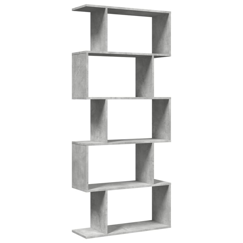 vidaXL 5 szintes betonszürke fa térelválasztó könyvespolc 70x24x161 cm