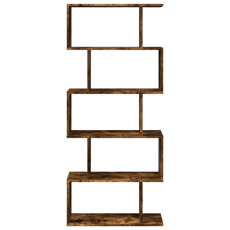 vidaXL 5 szintes füstös tölgy fa elválasztó könyvespolc 70x24x161 cm