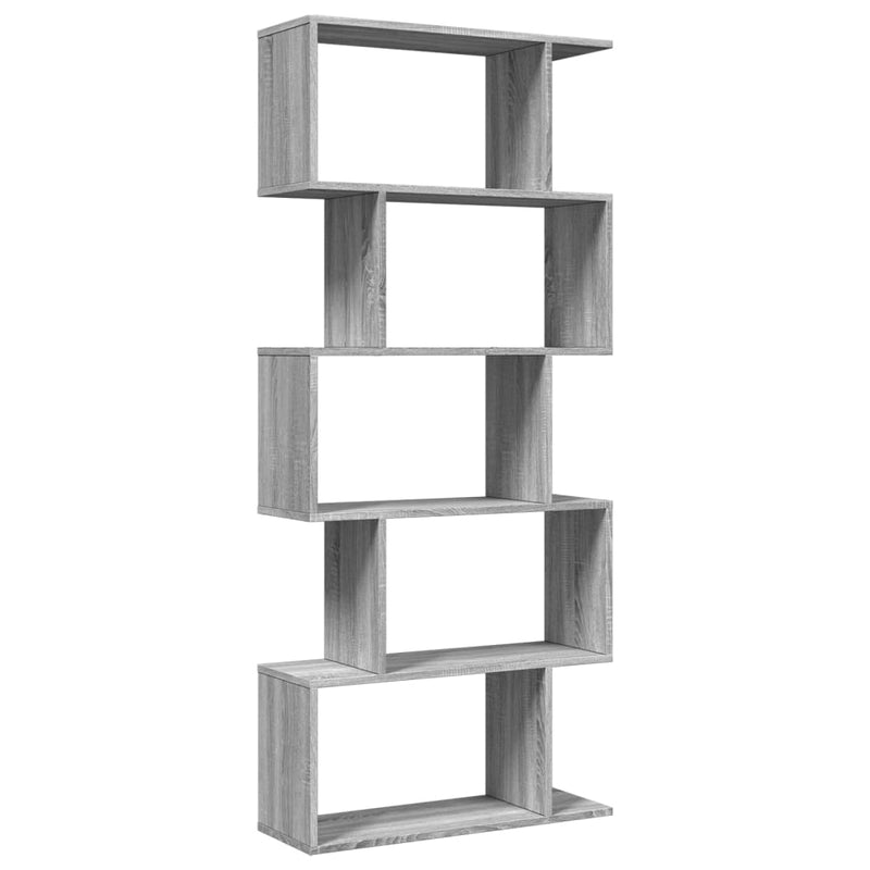 vidaXL 5 szintes szürke sonoma fa elválasztó könyvespolc 70x24x161 cm