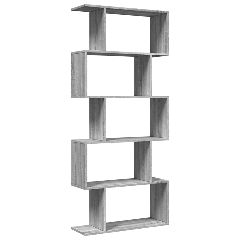 vidaXL 5 szintes szürke sonoma fa elválasztó könyvespolc 70x24x161 cm