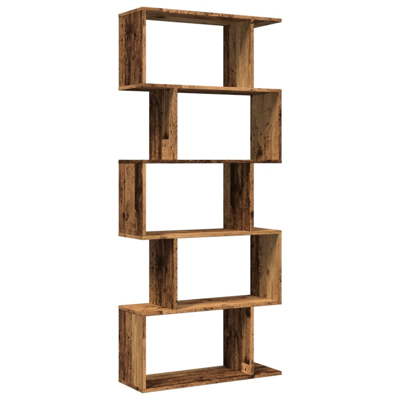 vidaXL 5 szintes antik fa színű fa elválasztó könyvespolc 70x24x161 cm