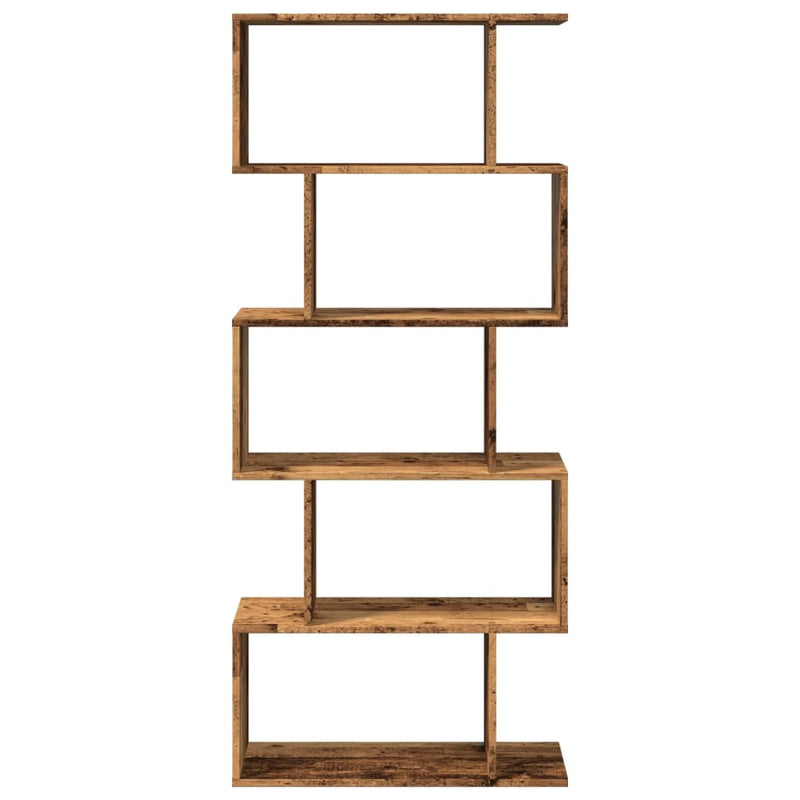 vidaXL 5 szintes antik fa színű fa elválasztó könyvespolc 70x24x161 cm