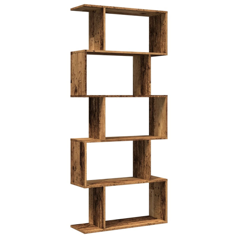 vidaXL 5 szintes antik fa színű fa elválasztó könyvespolc 70x24x161 cm
