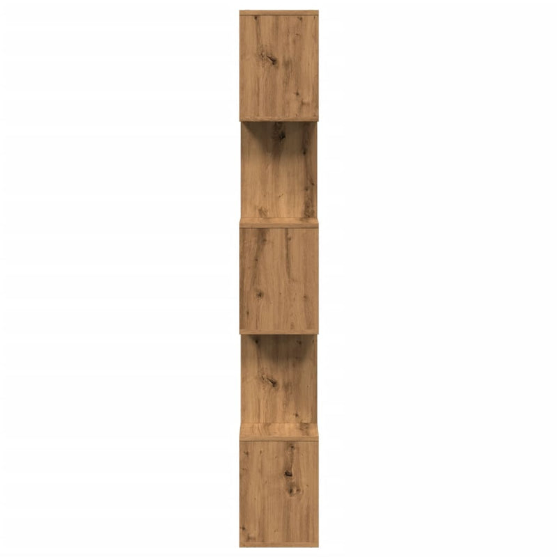 vidaXL 5 szintes kézműves tölgy fa elválasztó könyvespolc 70x24x161 cm