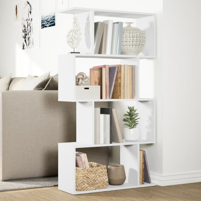 vidaXL 4 szintes fehér szerelt fa elválasztó könyvespolc 70x24x129 cm
