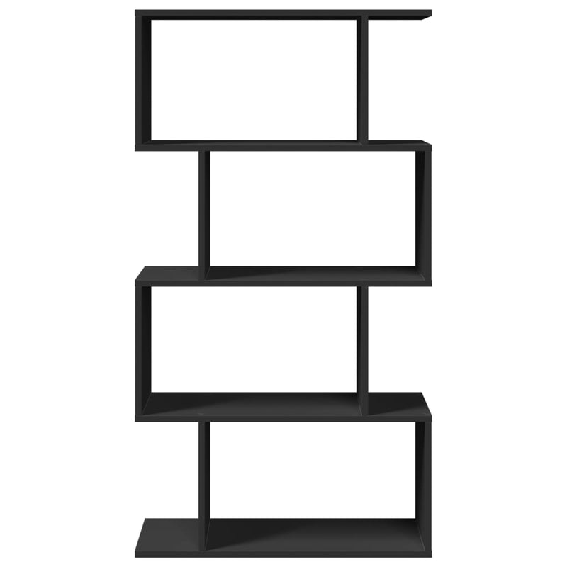vidaXL 4 szintes fekete szerelt fa elválasztó könyvespolc 70x24x129 cm