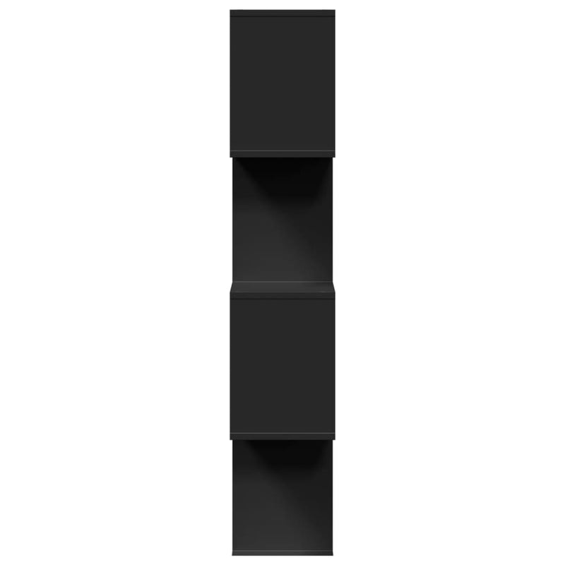 vidaXL 4 szintes fekete szerelt fa elválasztó könyvespolc 70x24x129 cm