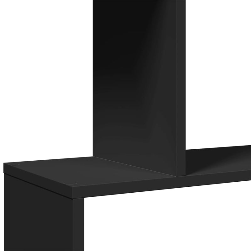 vidaXL 4 szintes fekete szerelt fa elválasztó könyvespolc 70x24x129 cm